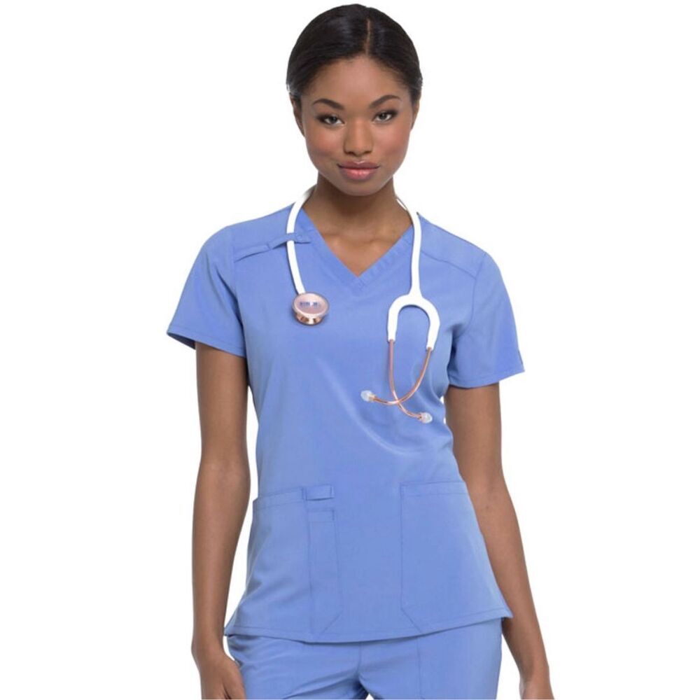 Dickies EDS Essentials Women's V-Neck Ciel Sz XXS Top